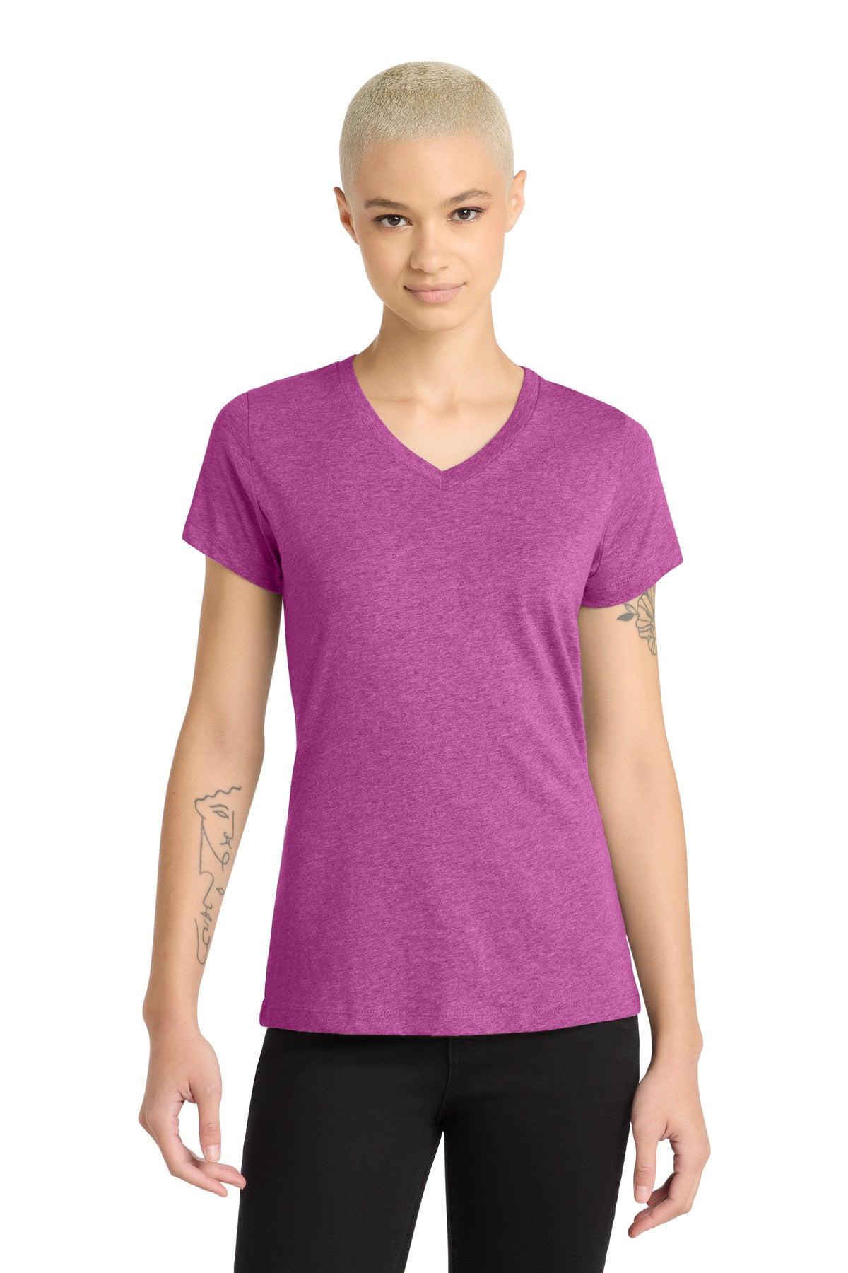 District® Women's Perfect Blend® CVC V-Neck Tee. DM1190L