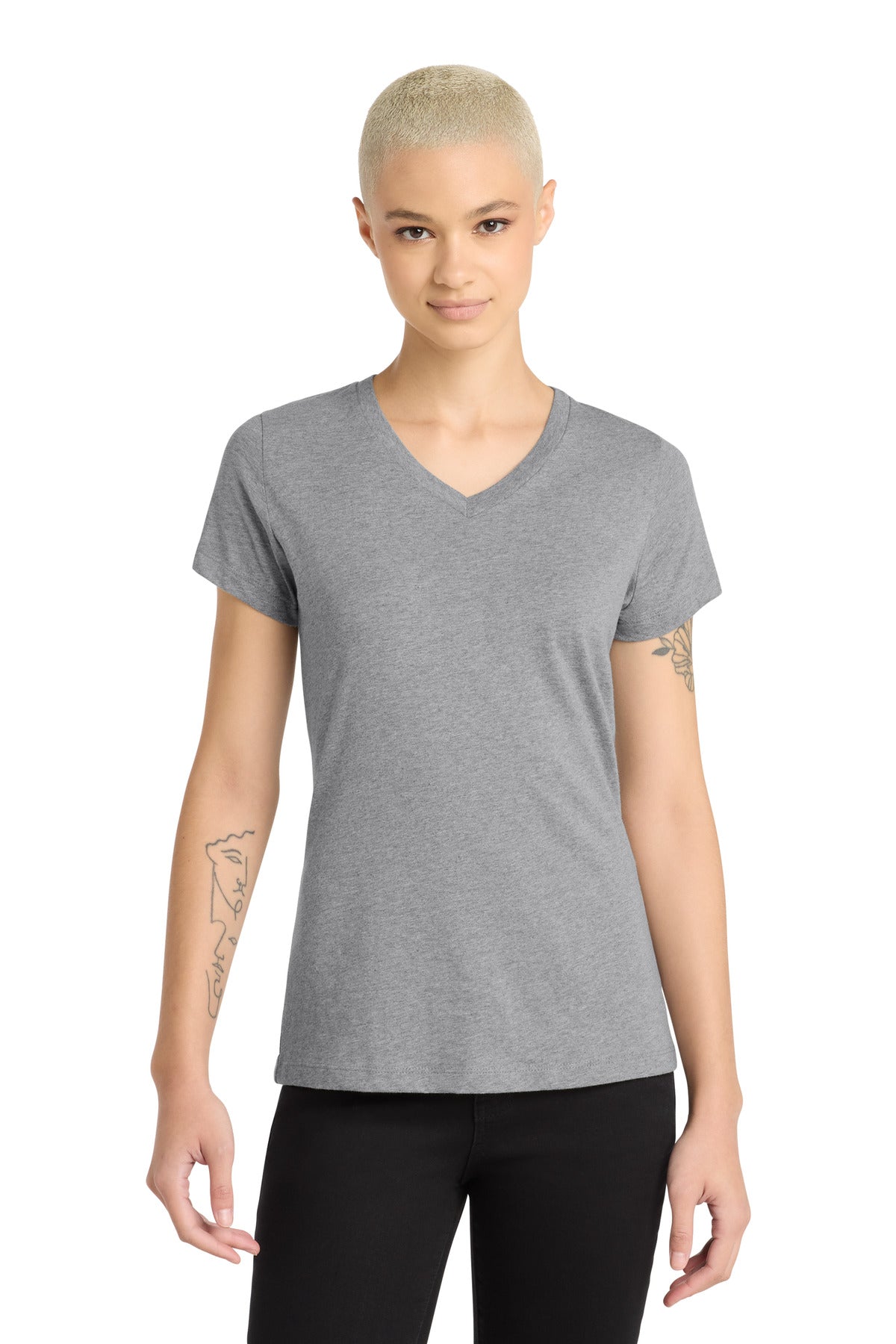 District® Women's Perfect Blend® CVC V-Neck Tee. DM1190L