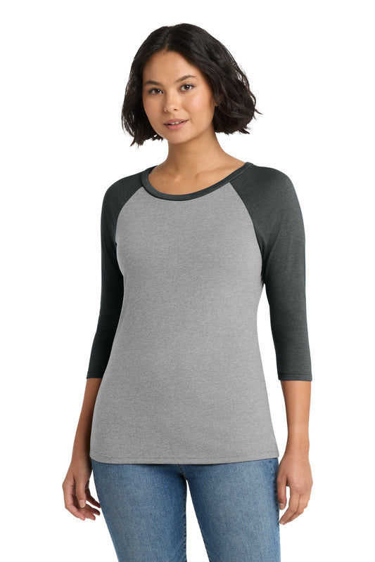 District?? Women's Perfect Tri?? 3/4-Sleeve Raglan. DM136L