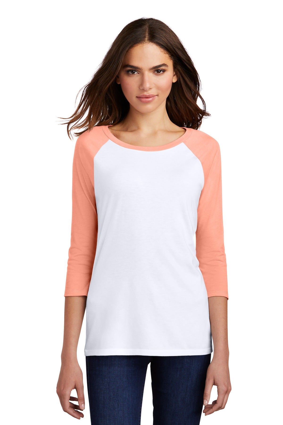 District? Women's Perfect Tri? 3/4-Sleeve Raglan. DM136L