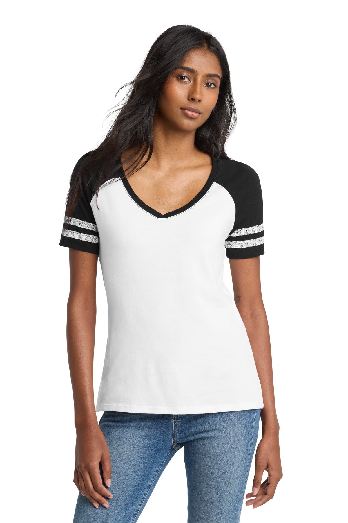 District ® Women's Game V-Neck Tee. DM476