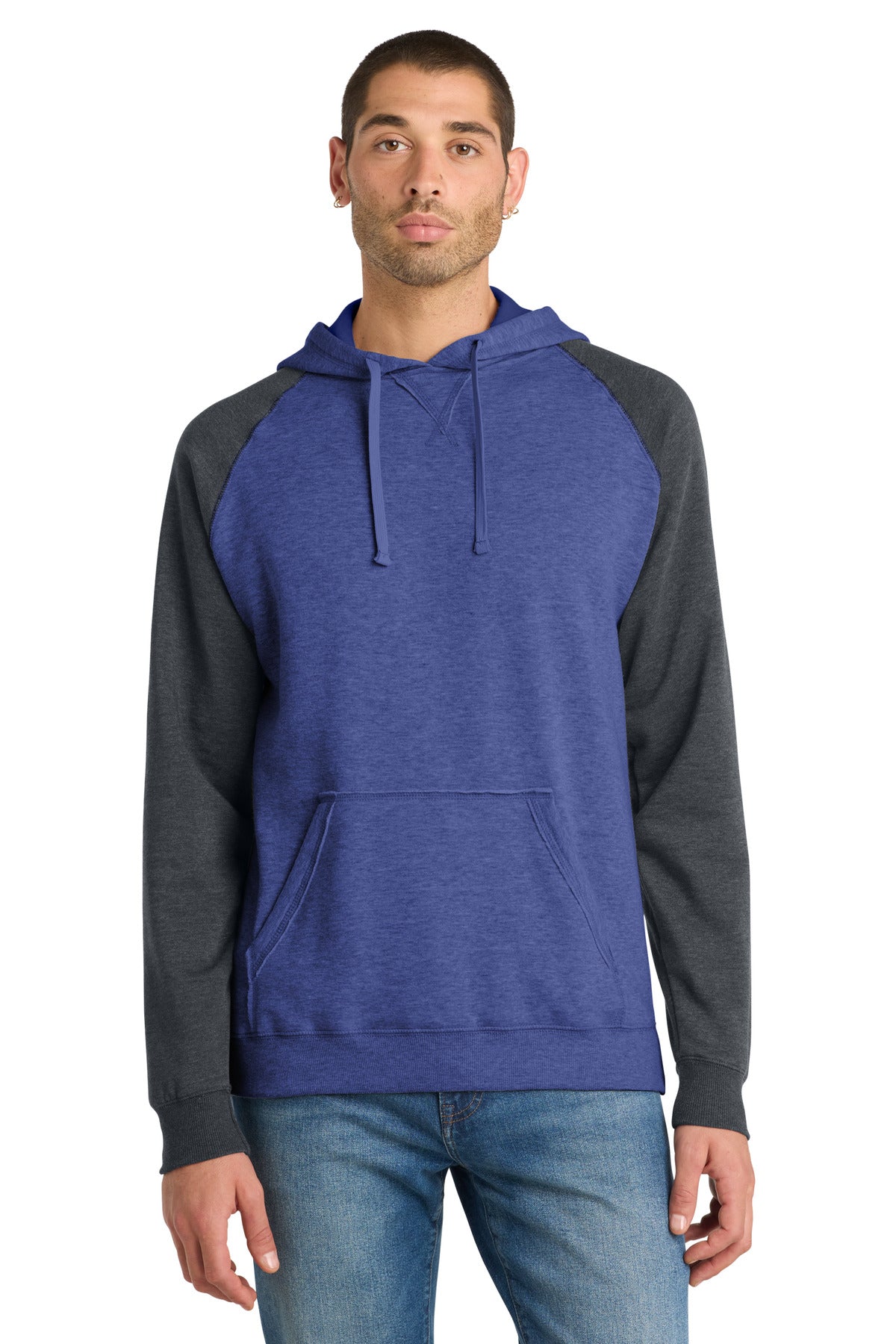 District?? Young Mens Lightweight Fleece Raglan Hoodie.  DT196