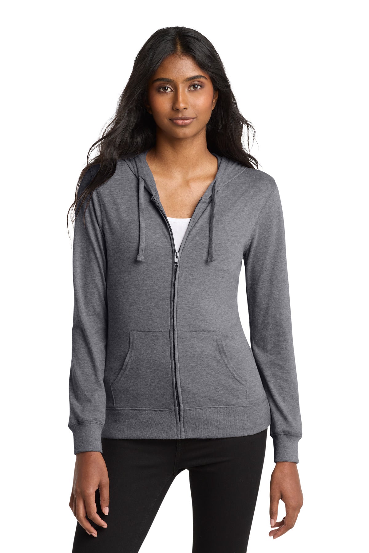 District?? Women's Fitted Jersey Full-Zip Hoodie. DT2100
