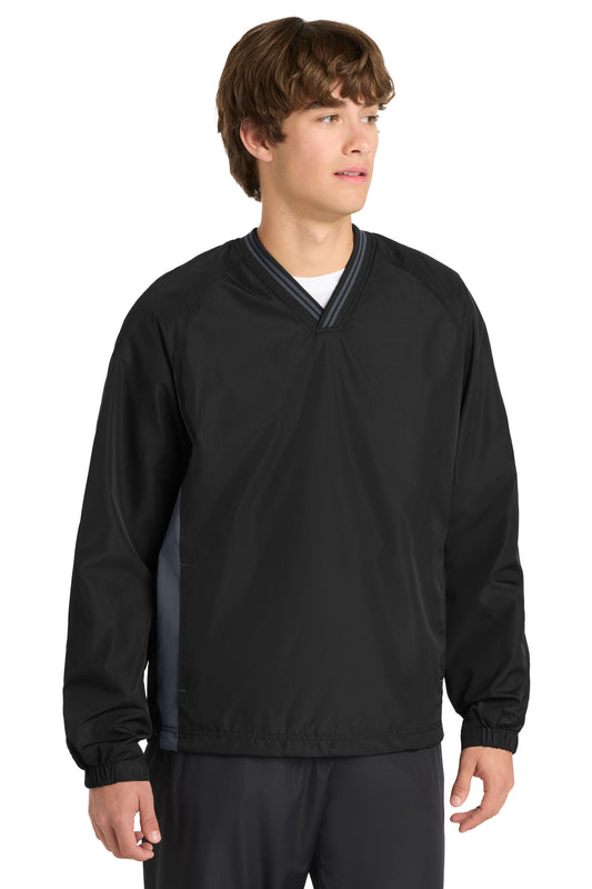 Sport-Tek?? Tipped V-Neck Raglan Wind Shirt. JST62