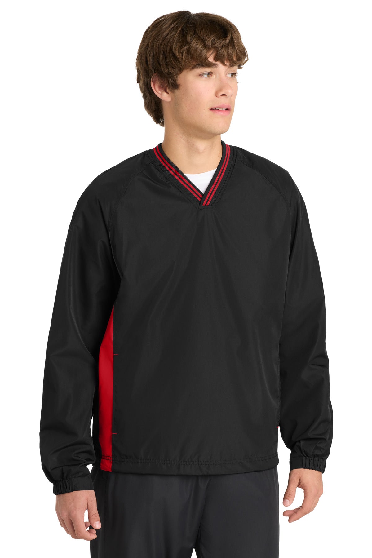 Sport-Tek?? Tipped V-Neck Raglan Wind Shirt. JST62