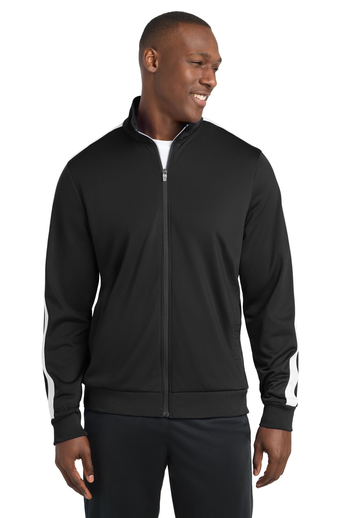 Sport-Tek ?? Tricot Sleeve Stripe Track Jacket. JST94