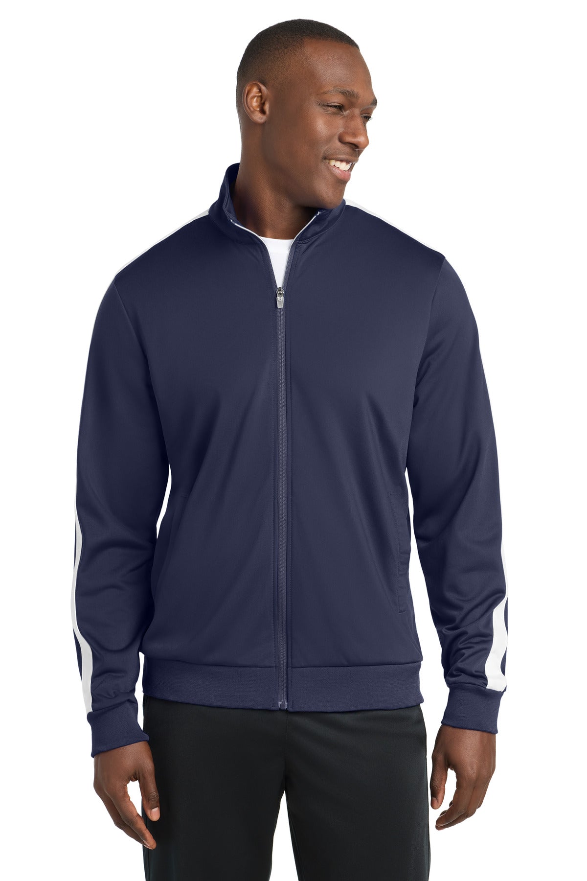 Sport-Tek ?? Tricot Sleeve Stripe Track Jacket. JST94