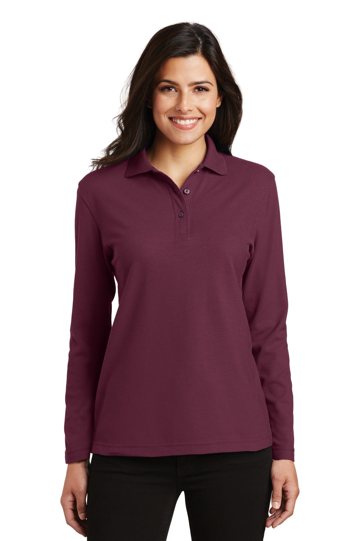 Port AuthorityÂ® Women's Silk Touchâ„¢ Long Sleeve Polo.  L500LS