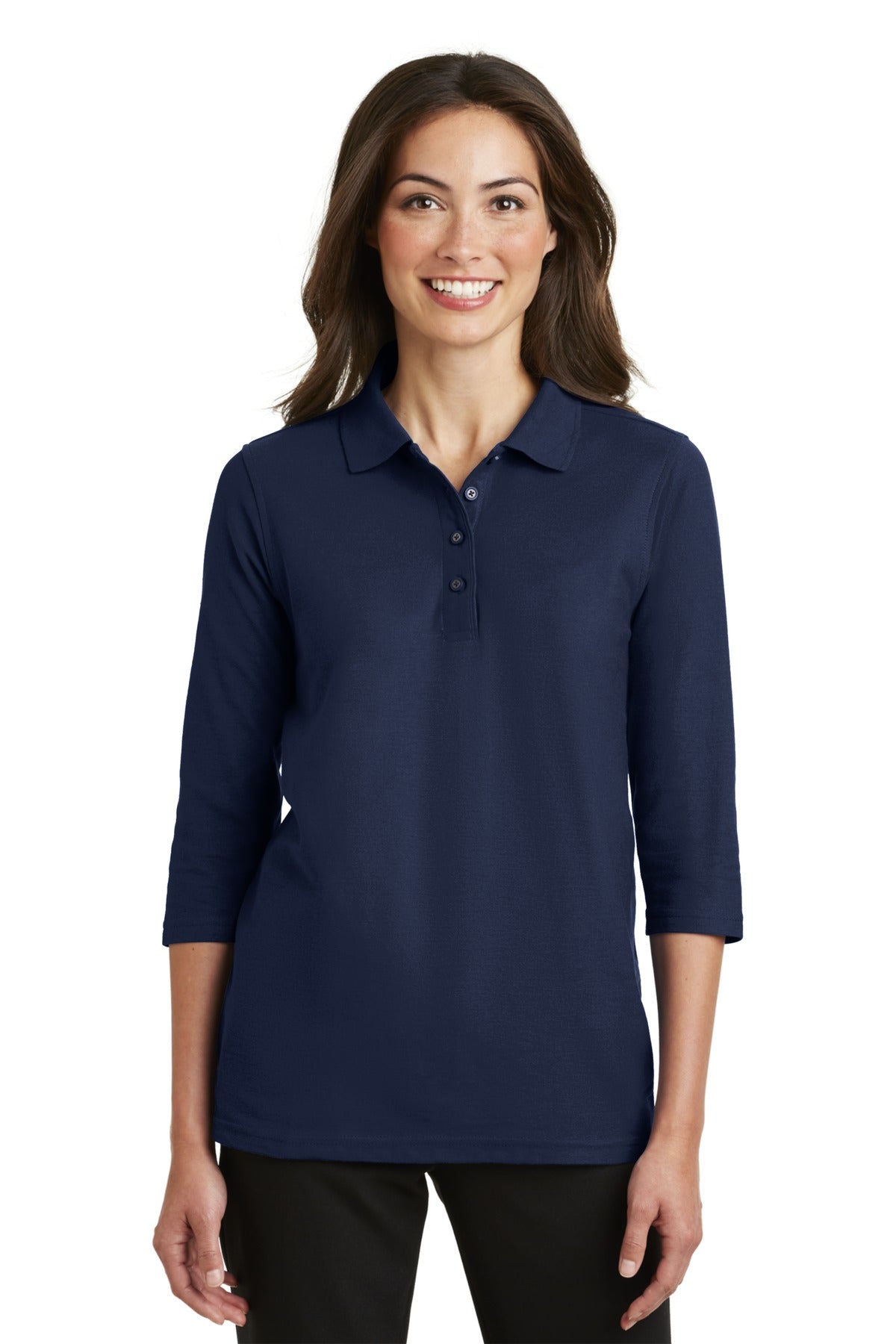 Port AuthorityÂ® Women's Silk Touchâ„¢ 3/4-Sleeve Polo. L562