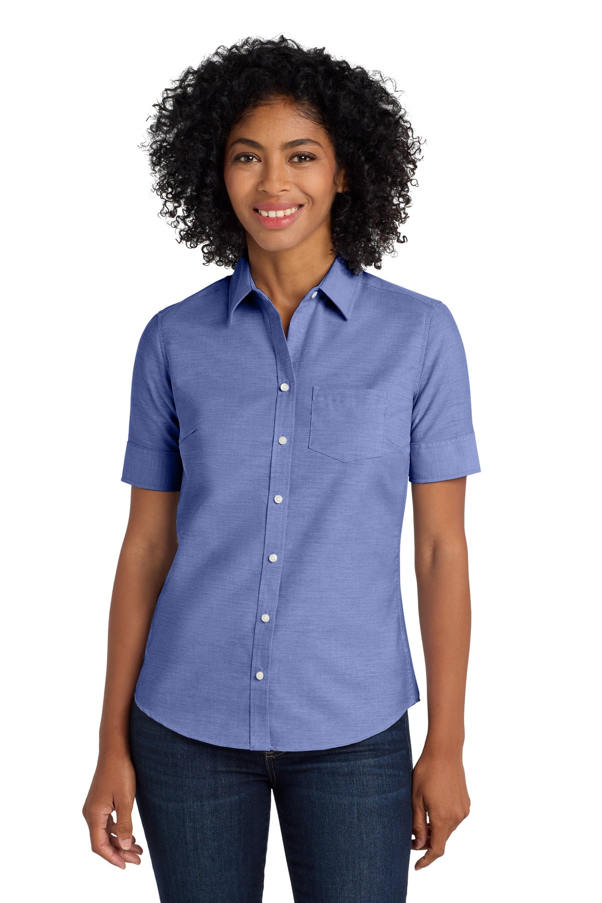 Port AuthorityÂ® Women's Short Sleeve SuperProâ„¢ Oxford Shirt. L659