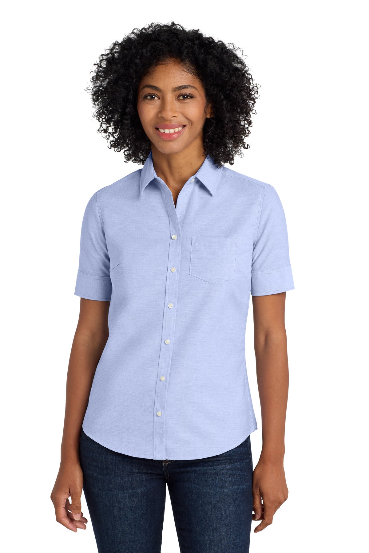 Port AuthorityÂ® Women's Short Sleeve SuperProâ„¢ Oxford Shirt. L659