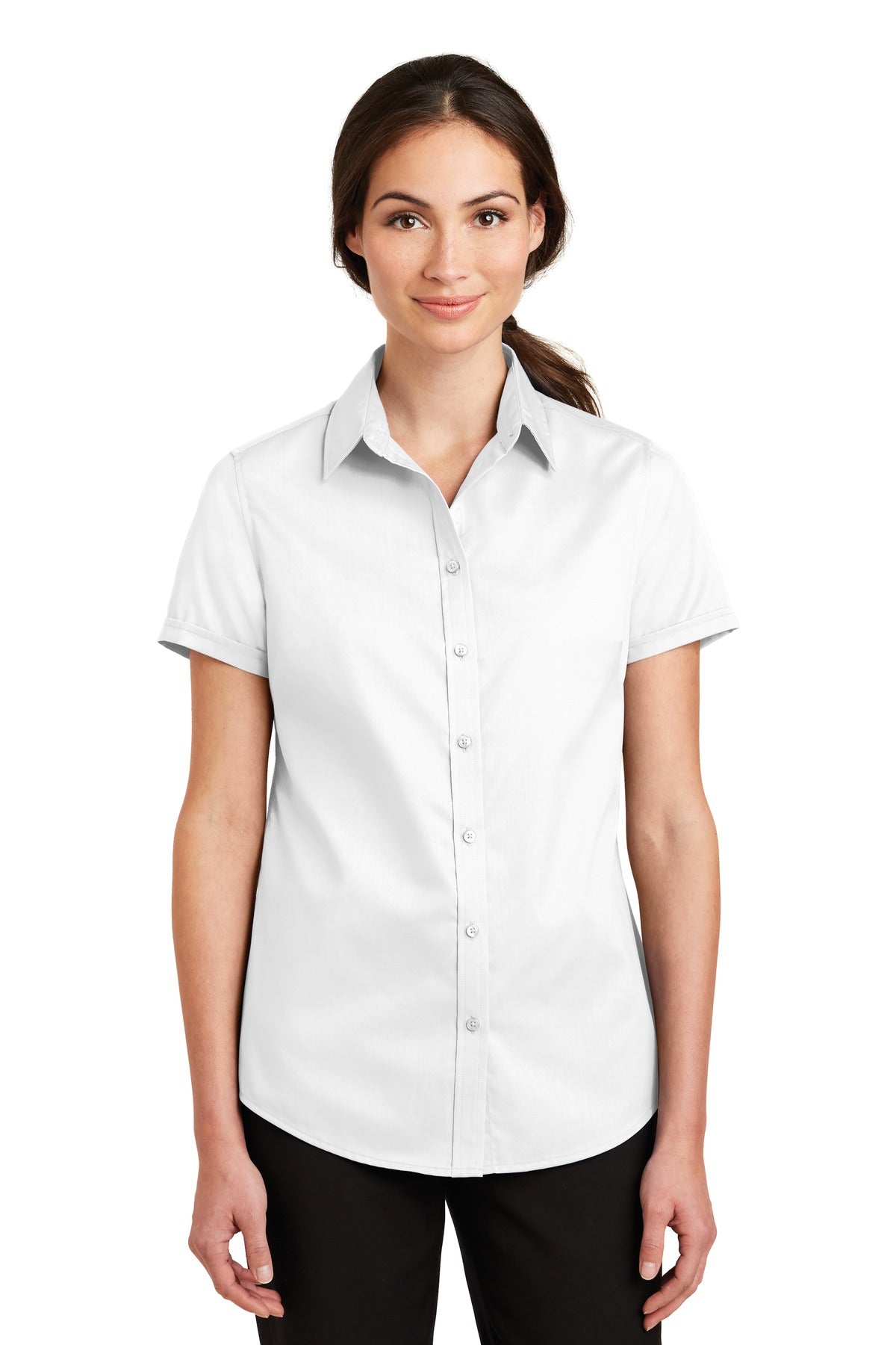 Port AuthorityÂ® Women's Short Sleeve SuperProâ„¢ Twill Shirt. L664