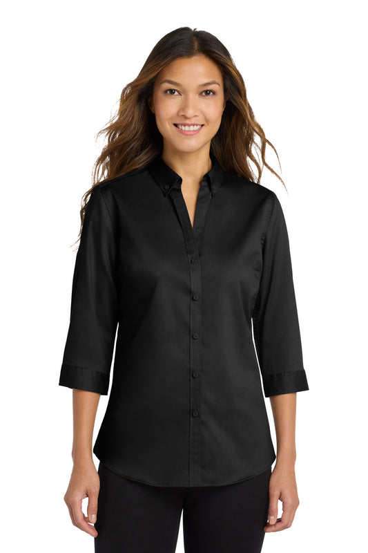 Port AuthorityÂ® Women's 3/4-Sleeve SuperProâ„¢ Twill Shirt. L665