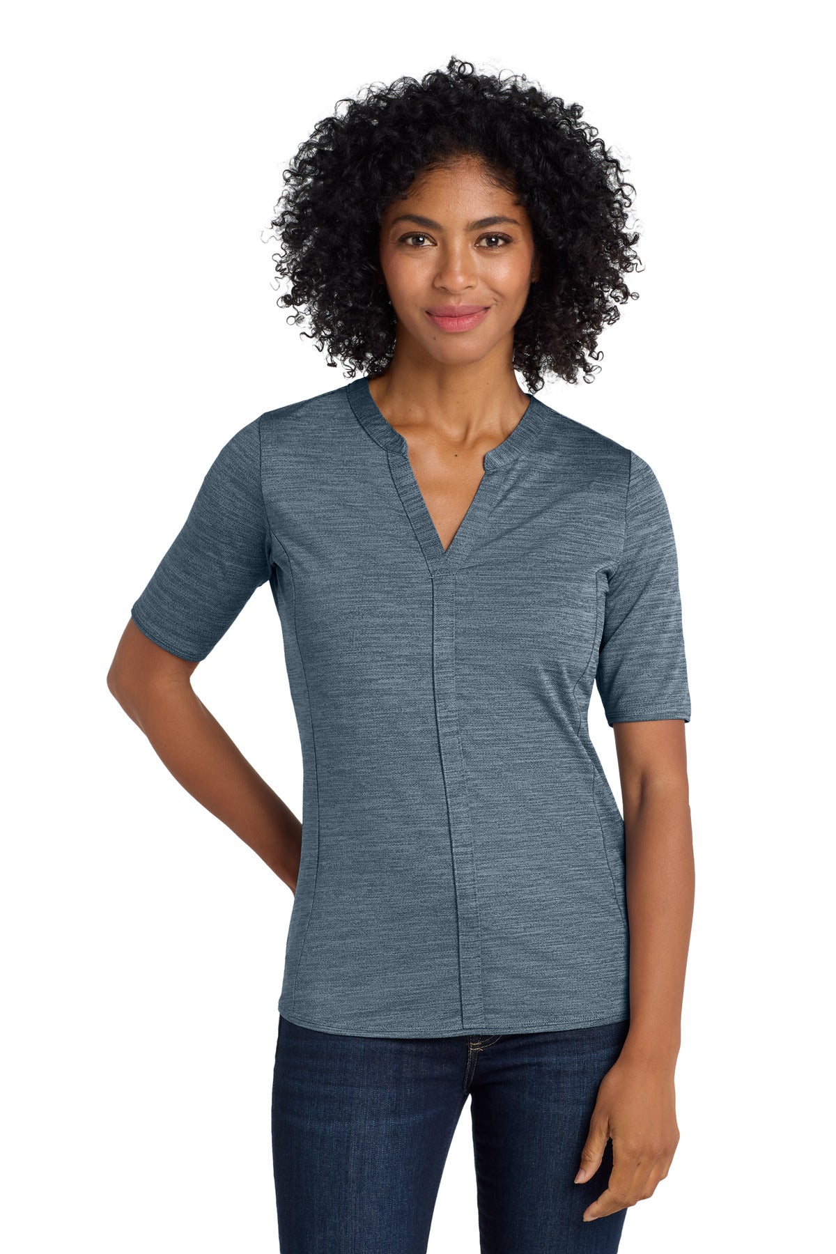 Port Authority Â® Women's Stretch Heather Open Neck Top  LK583