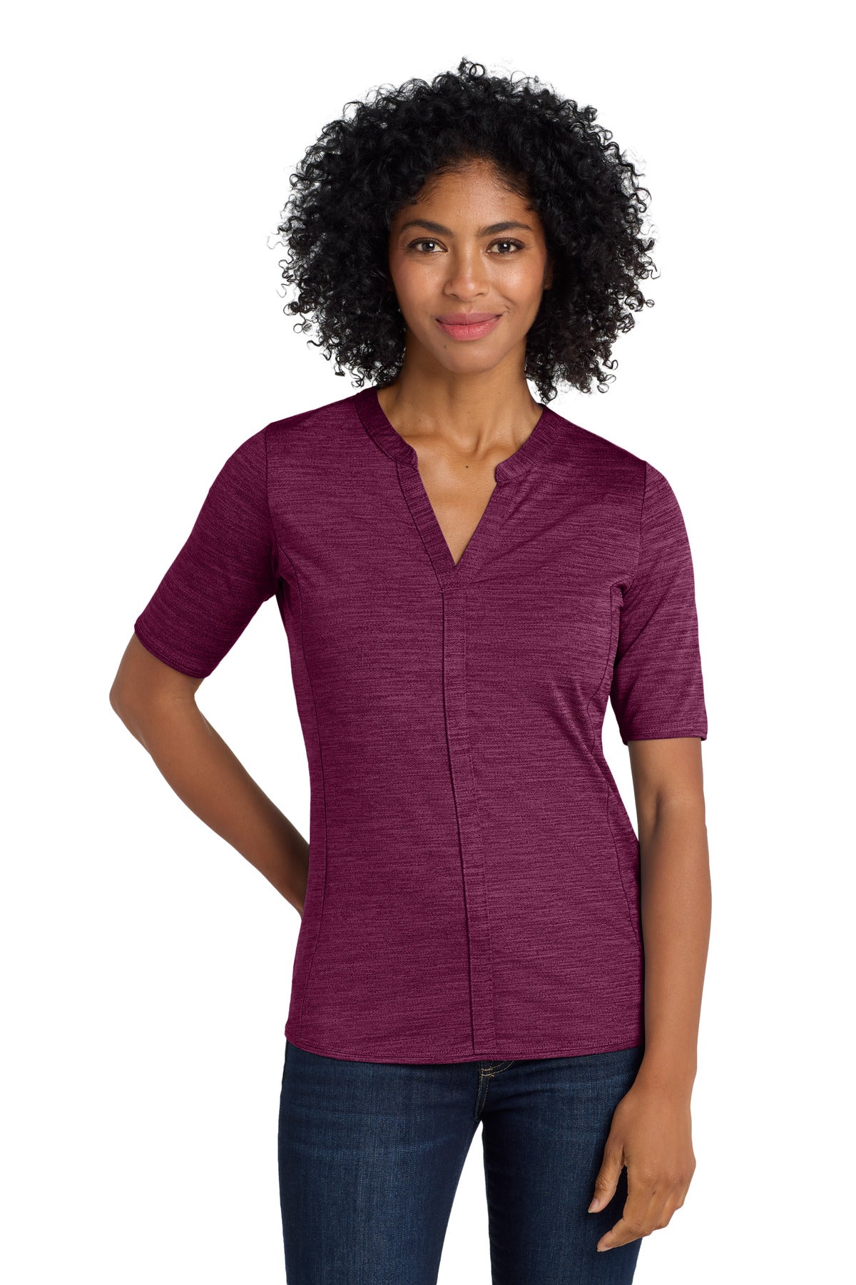 Port Authority Â® Women's Stretch Heather Open Neck Top  LK583