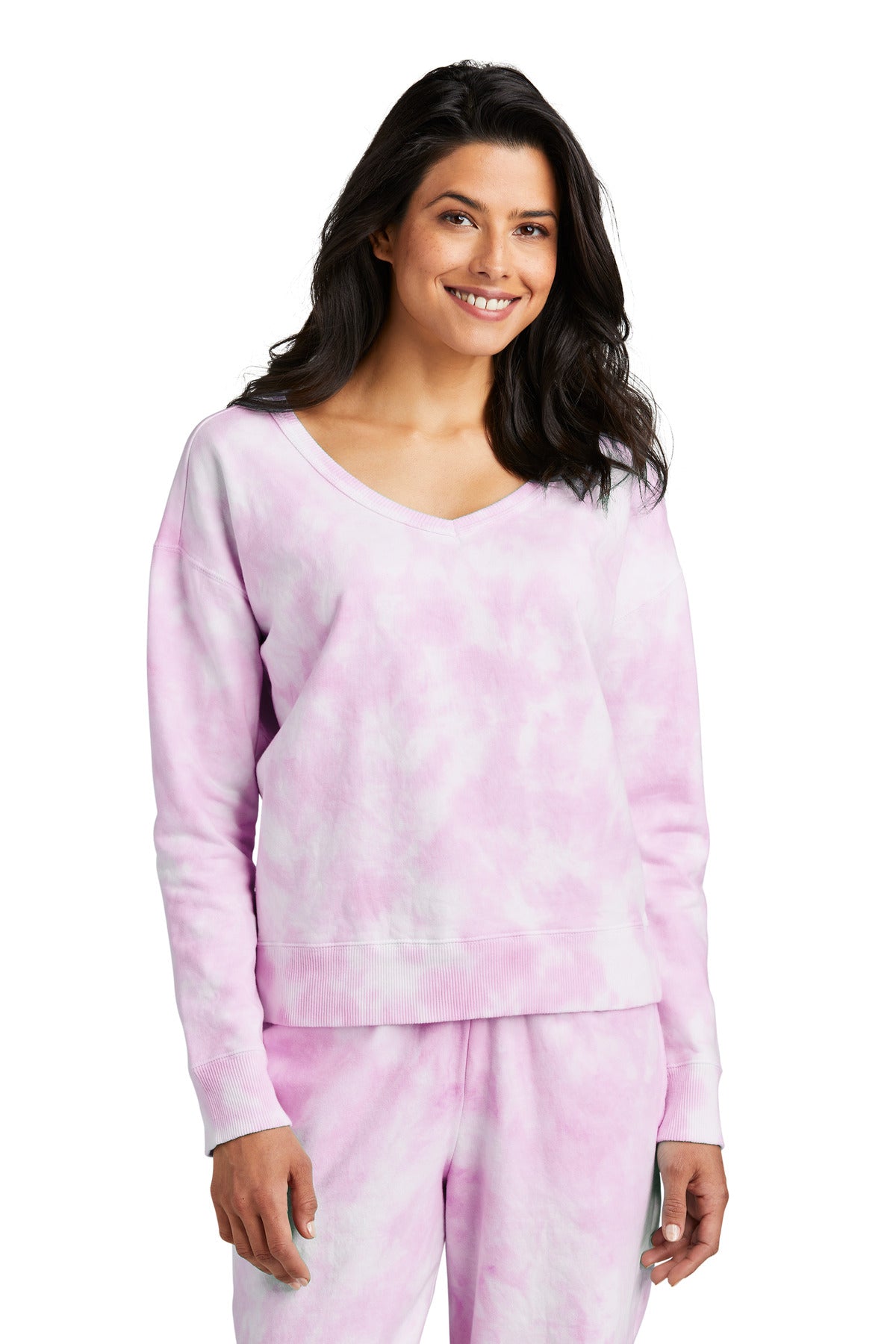 Port & Coâ„¢ Women's Beach WashÂ® Cloud Tie-Dye V-Neck Sweatshirt LPC140V