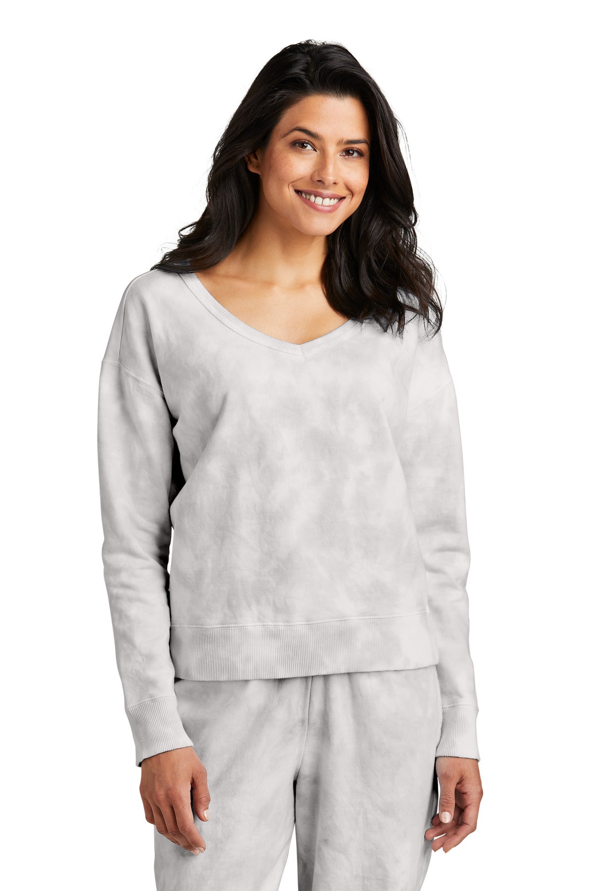 Port & Coâ„¢ Women's Beach WashÂ® Cloud Tie-Dye V-Neck Sweatshirt LPC140V