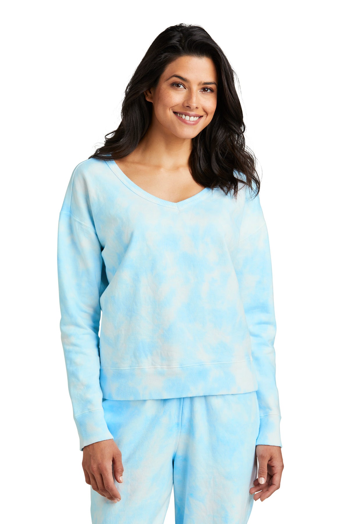 Port & Coâ„¢ Women's Beach WashÂ® Cloud Tie-Dye V-Neck Sweatshirt LPC140V