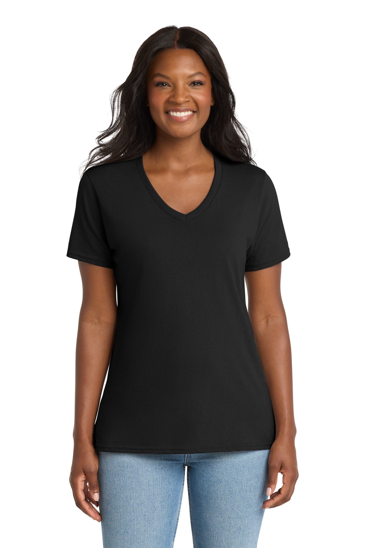 Port & Coâ„¢ Women's Core Cotton V-Neck Tee. LPC54V