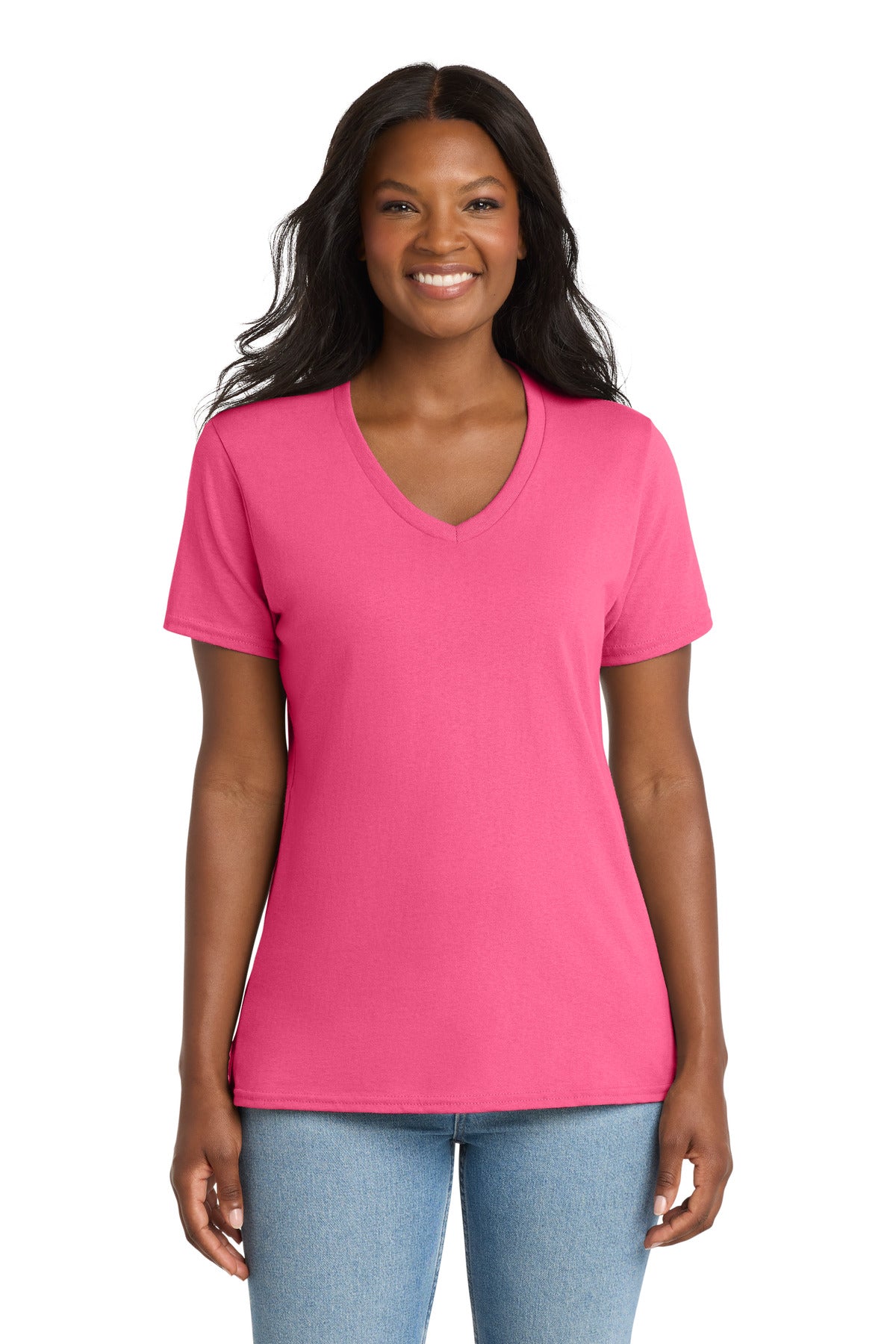 Port & Coâ„¢ Women's Core Cotton V-Neck Tee. LPC54V