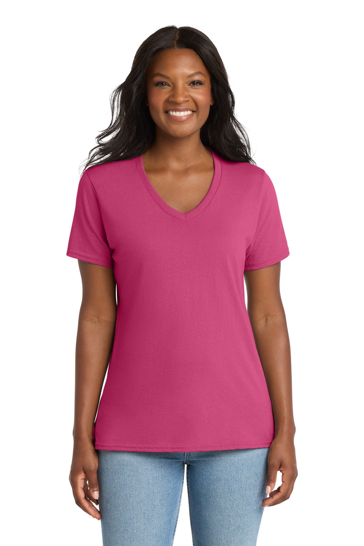 Port & Coâ„¢ Women's Core Cotton V-Neck Tee. LPC54V
