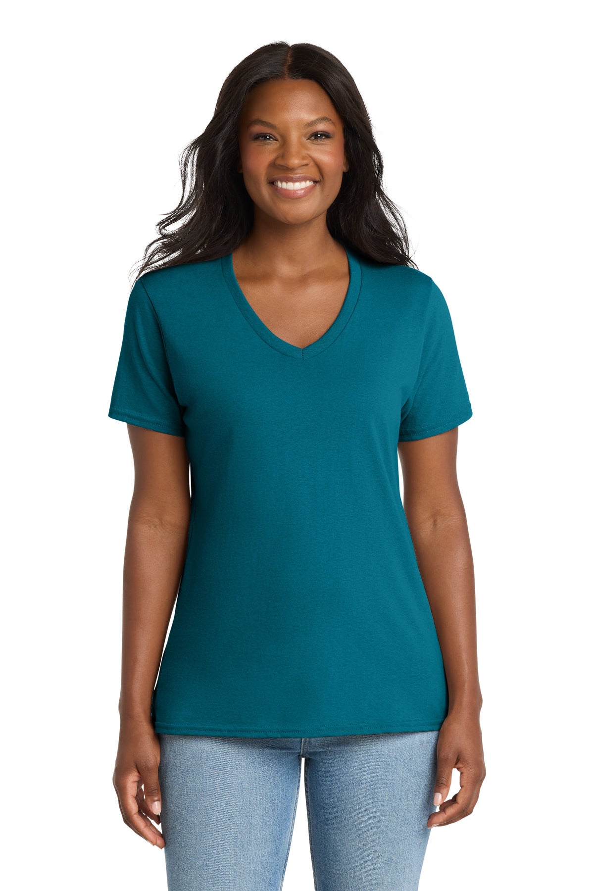 Port & Coâ„¢ Women's Core Cotton V-Neck Tee. LPC54V