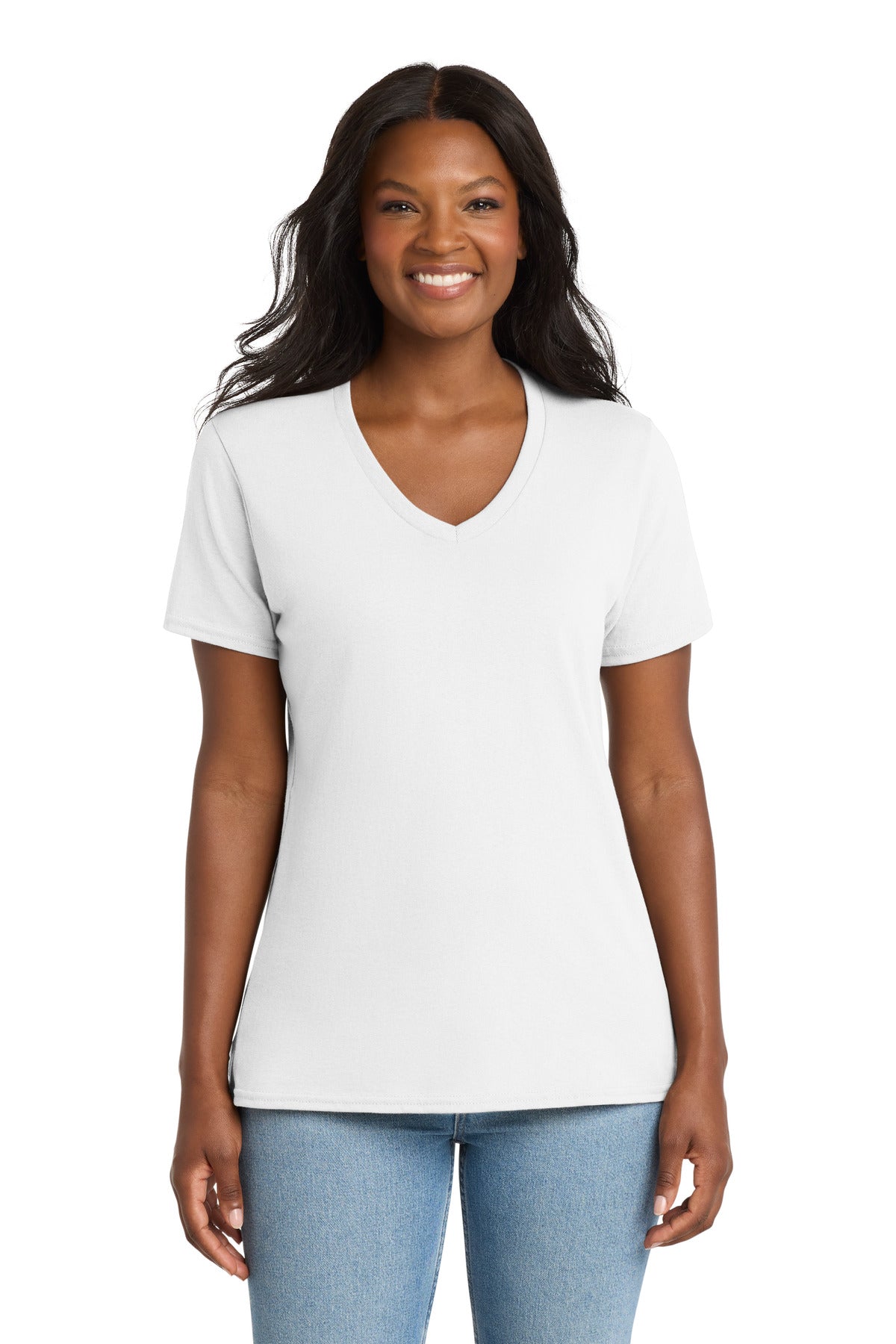 Port & Coâ„¢ Women's Core Cotton V-Neck Tee. LPC54V