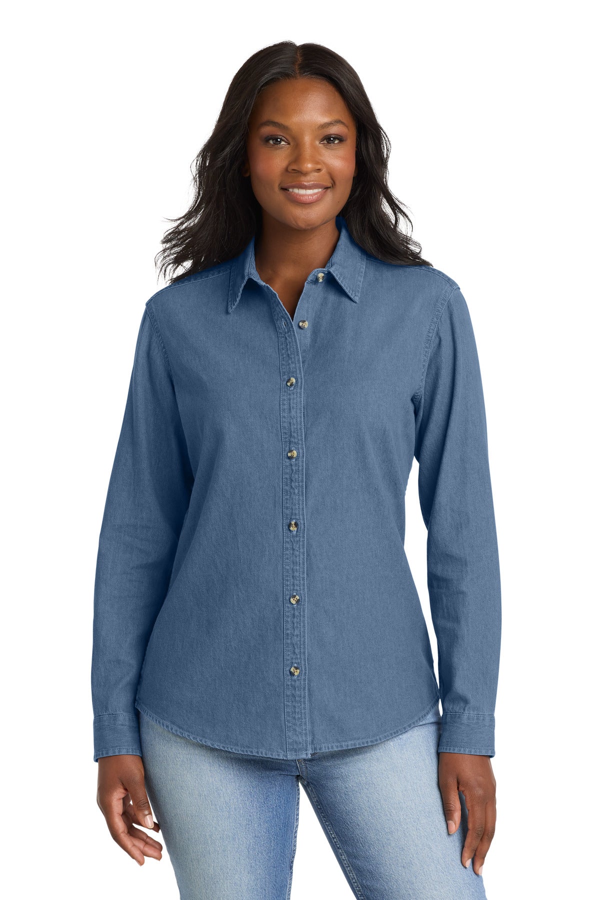 Port & Coâ„¢ Women's Long Sleeve Value Denim Shirt.  LSP10