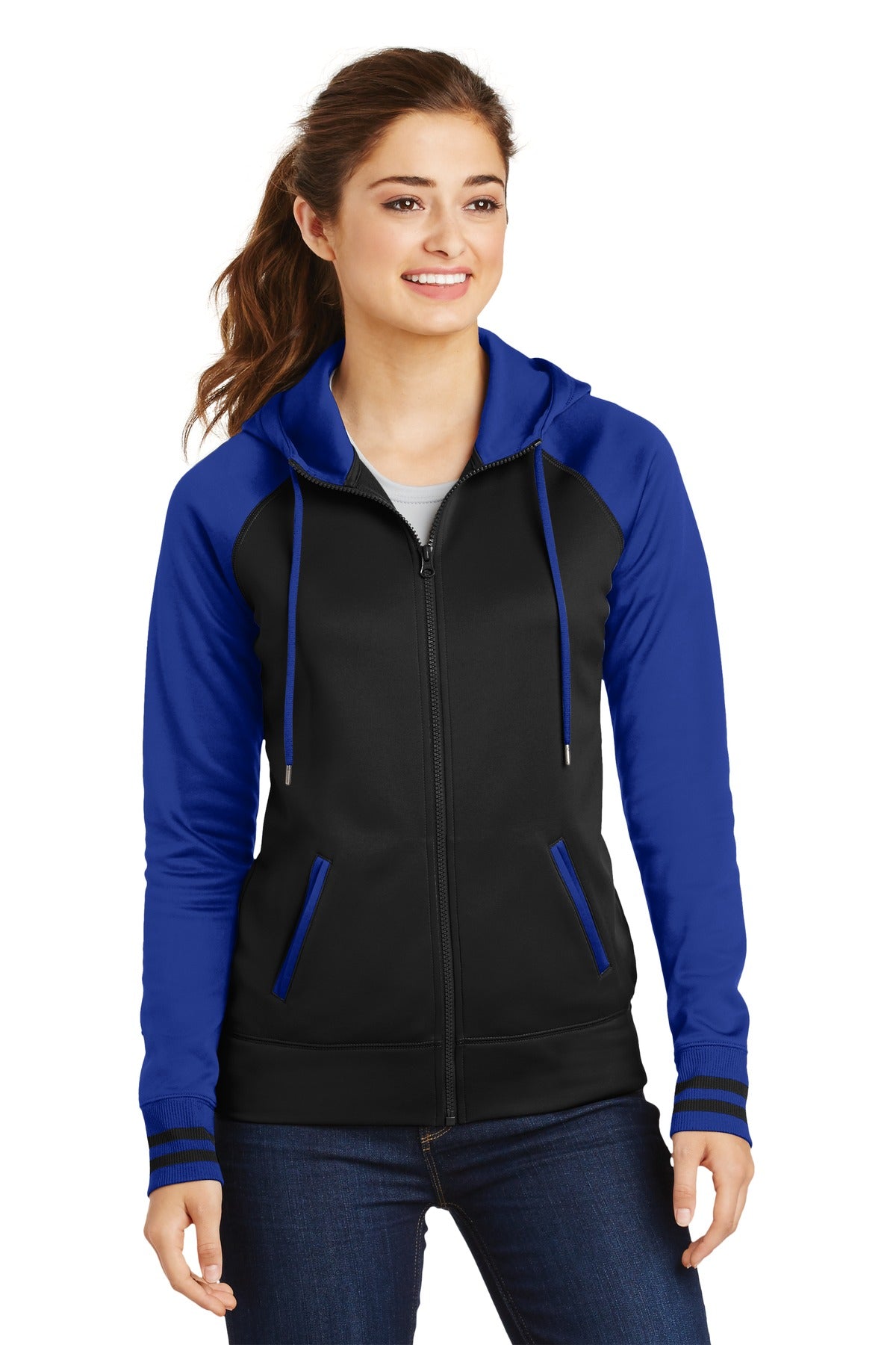 Sport-TekÂ® Women's Sport-WickÂ® Varsity Fleece Full-Zip Hooded Jacket. LST236