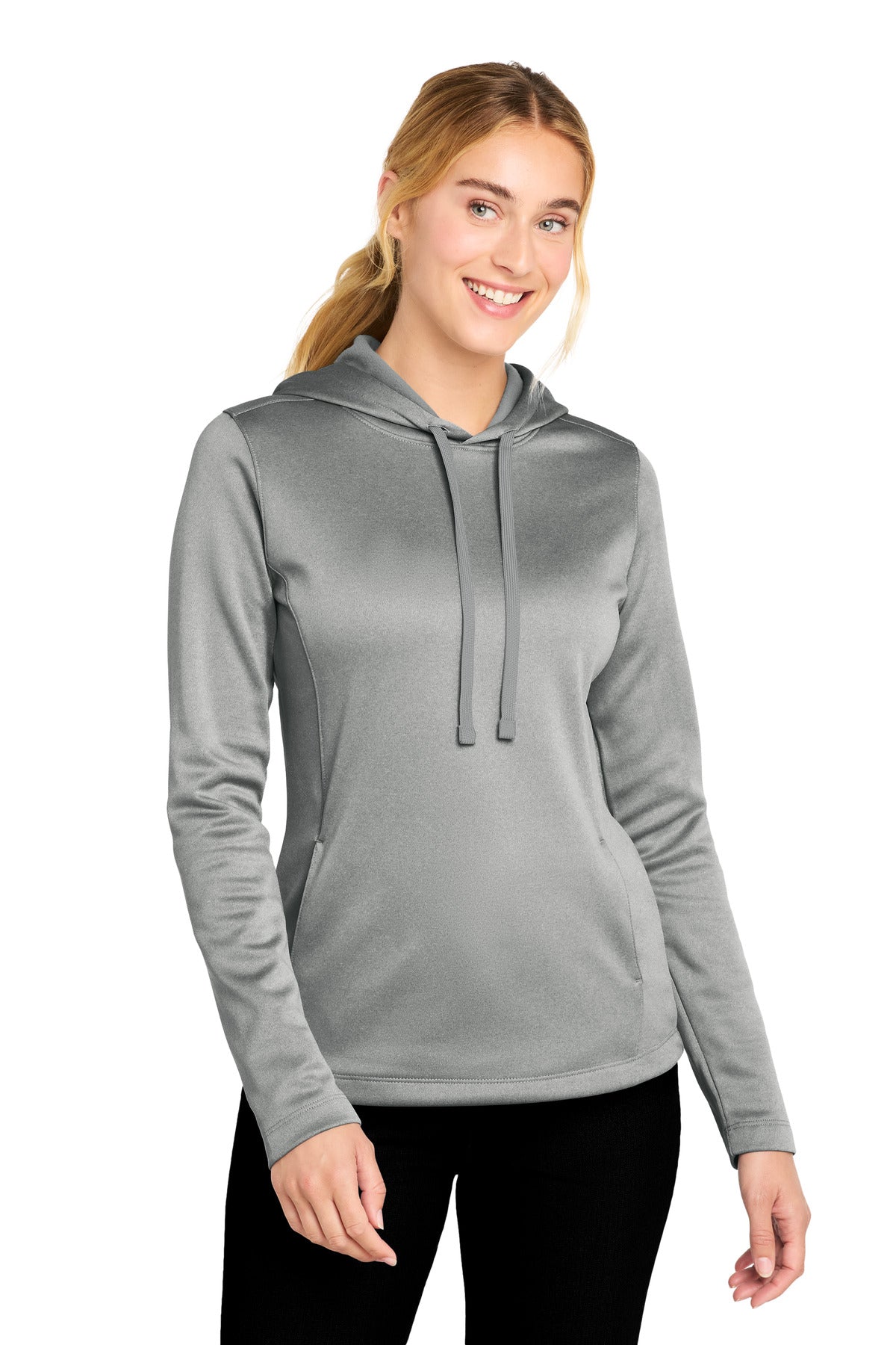 Sport-Tek Â® Women's PosiCharge Â® Sport-Wick Â® Heather Fleece Hooded Pullover. LST264