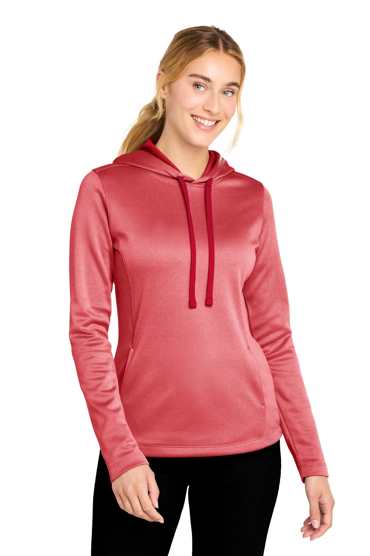 Sport-Tek Â® Women's PosiCharge Â® Sport-Wick Â® Heather Fleece Hooded Pullover. LST264