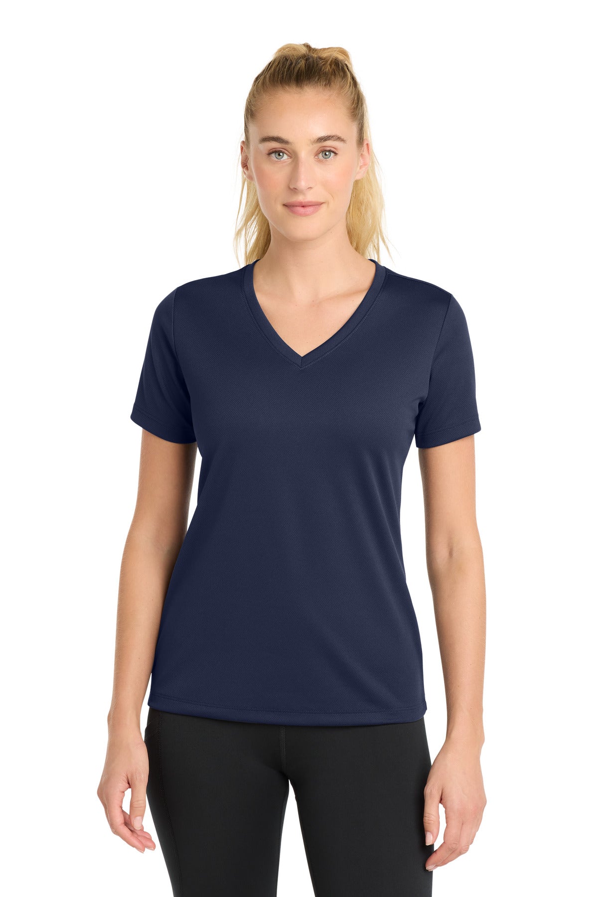 Sport-TekÂ® Women's PosiChargeÂ® RacerMeshÂ® V-Neck Tee. LST340