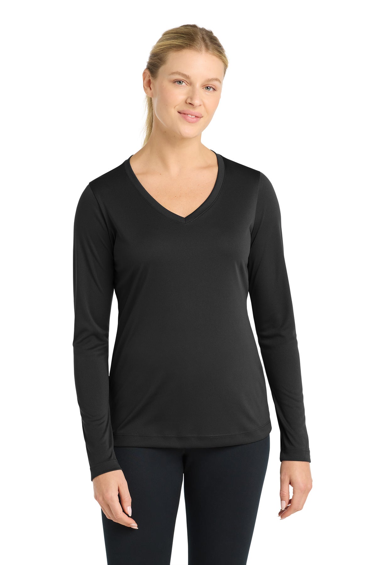 Sport-TekÂ® Women's Long Sleeve PosiChargeÂ® Competitorâ„¢ V-Neck Tee. LST353LS