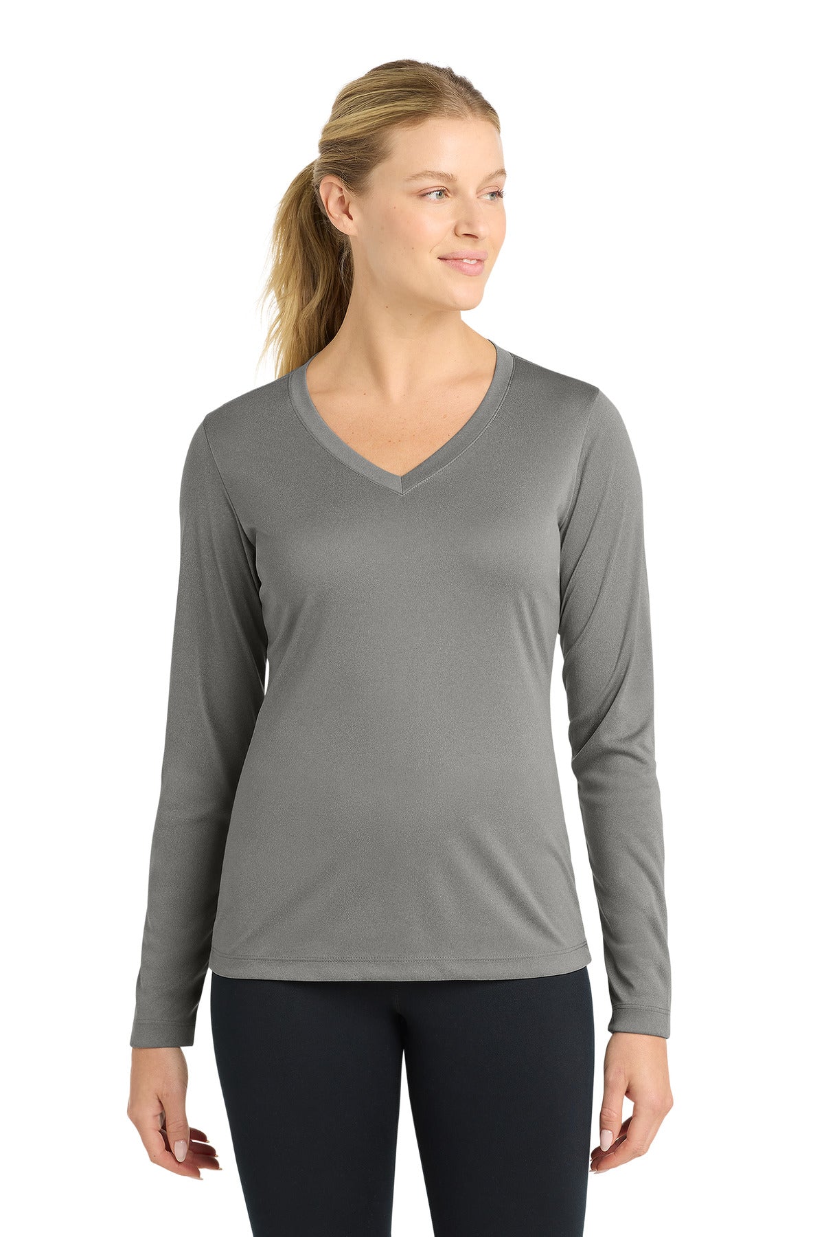 Sport-TekÂ® Women's Long Sleeve PosiChargeÂ® Competitorâ„¢ V-Neck Tee. LST353LS