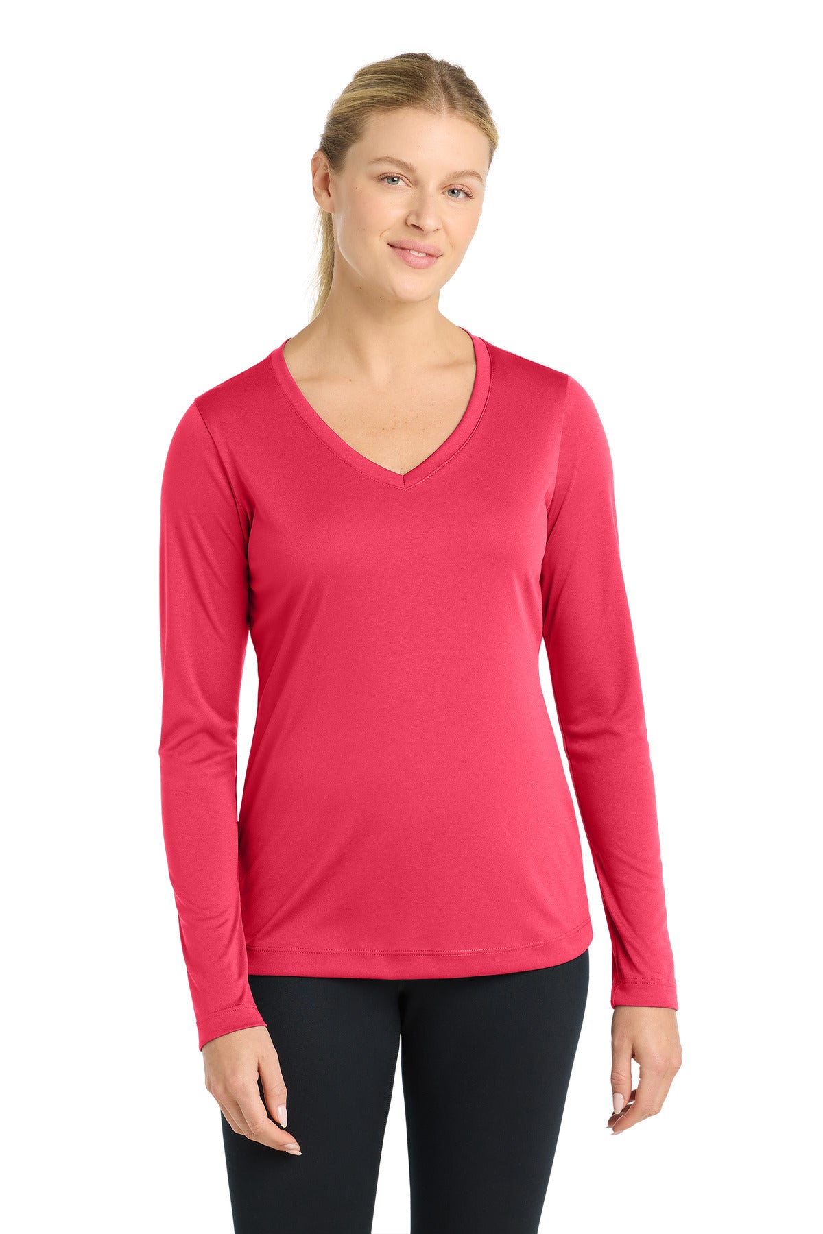 Sport-TekÂ® Women's Long Sleeve PosiChargeÂ® Competitorâ„¢ V-Neck Tee. LST353LS