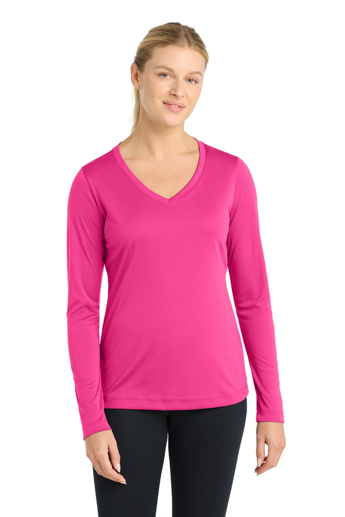 Sport-TekÂ® Women's Long Sleeve PosiChargeÂ® Competitorâ„¢ V-Neck Tee. LST353LS