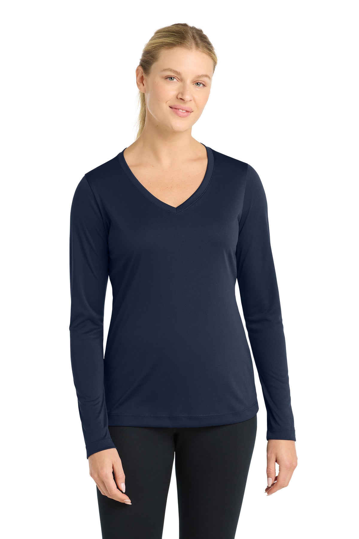 Sport-TekÂ® Women's Long Sleeve PosiChargeÂ® Competitorâ„¢ V-Neck Tee. LST353LS