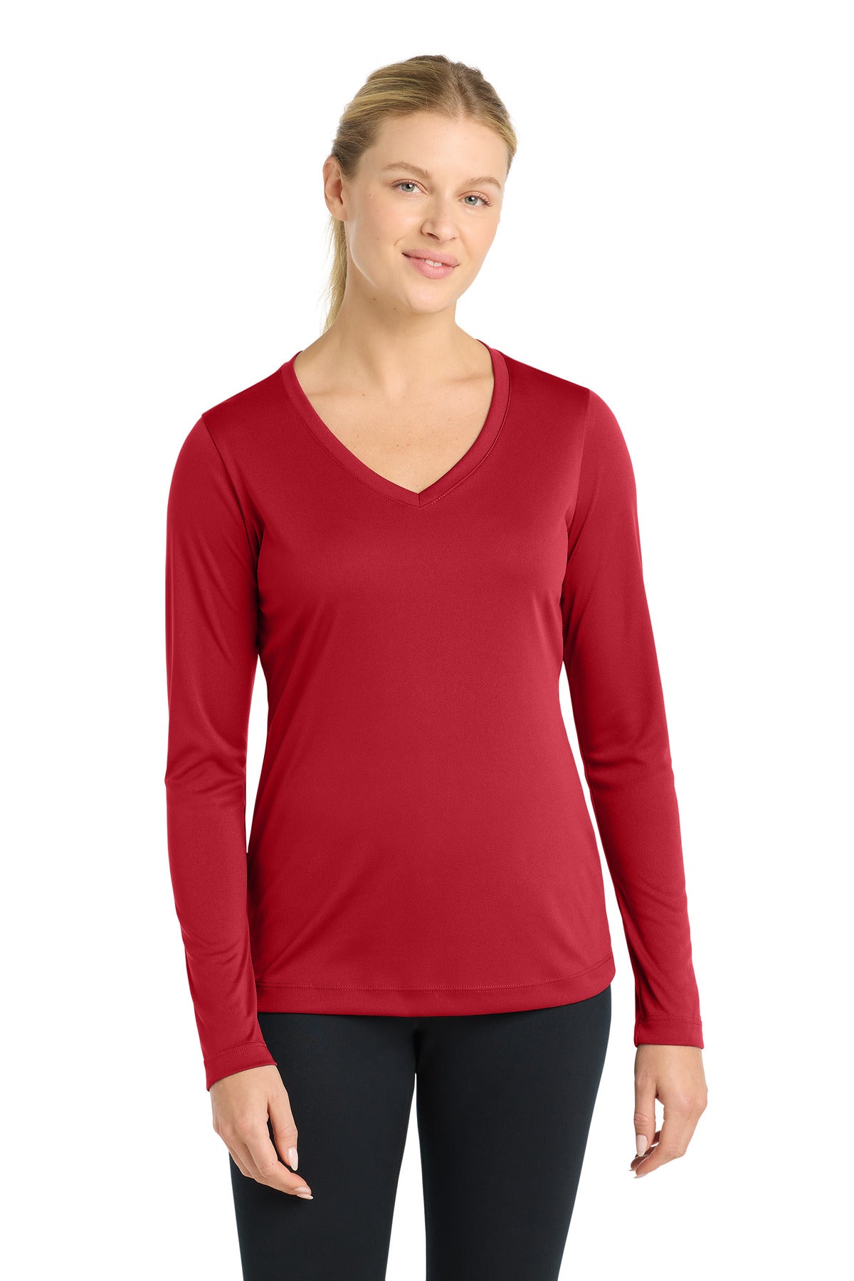 Sport-TekÂ® Women's Long Sleeve PosiChargeÂ® Competitorâ„¢ V-Neck Tee. LST353LS