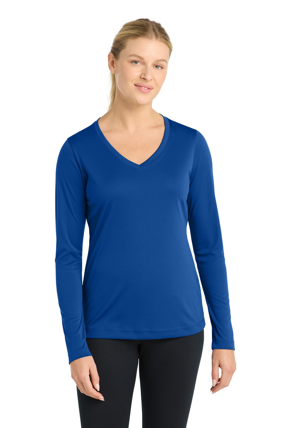 Sport-TekÂ® Women's Long Sleeve PosiChargeÂ® Competitorâ„¢ V-Neck Tee. LST353LS