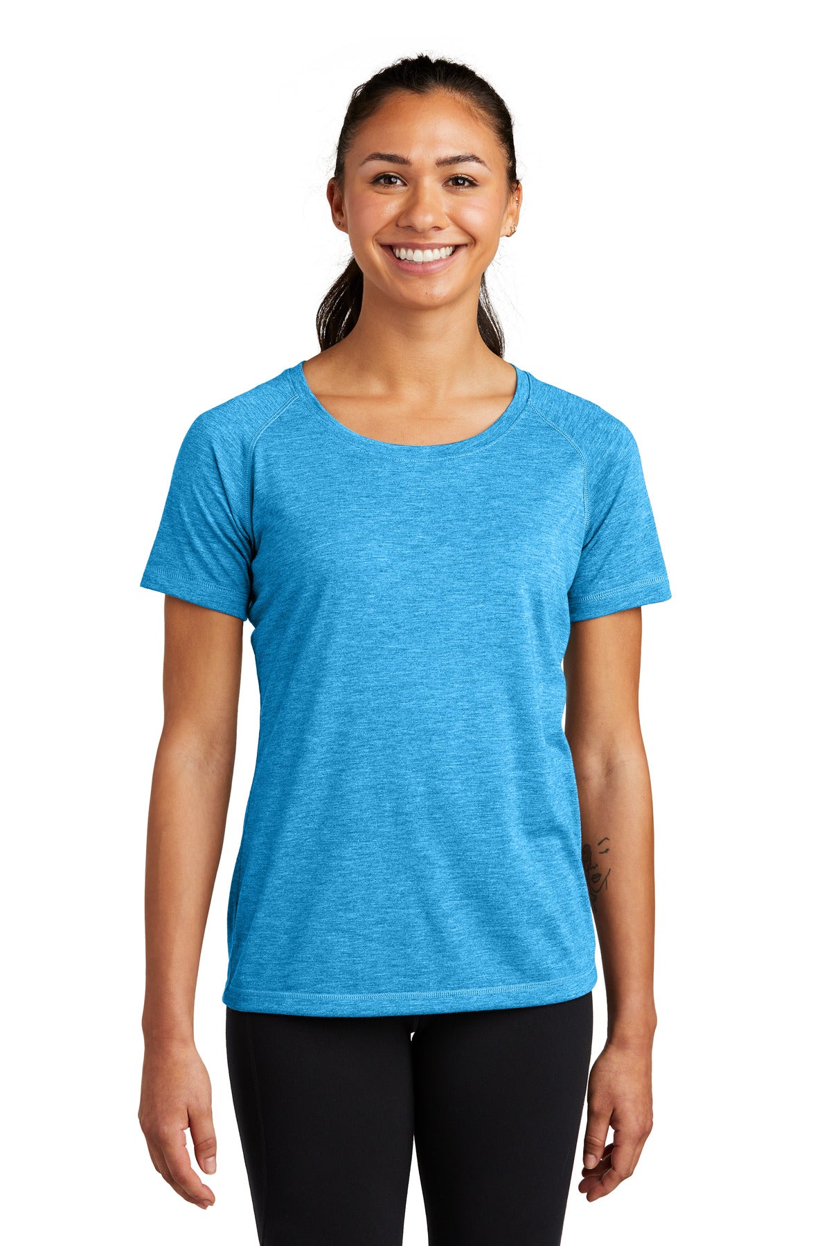 Sport-Tek ? Women's PosiCharge ? Tri-Blend Wicking Scoop Neck Raglan Tee. LST400