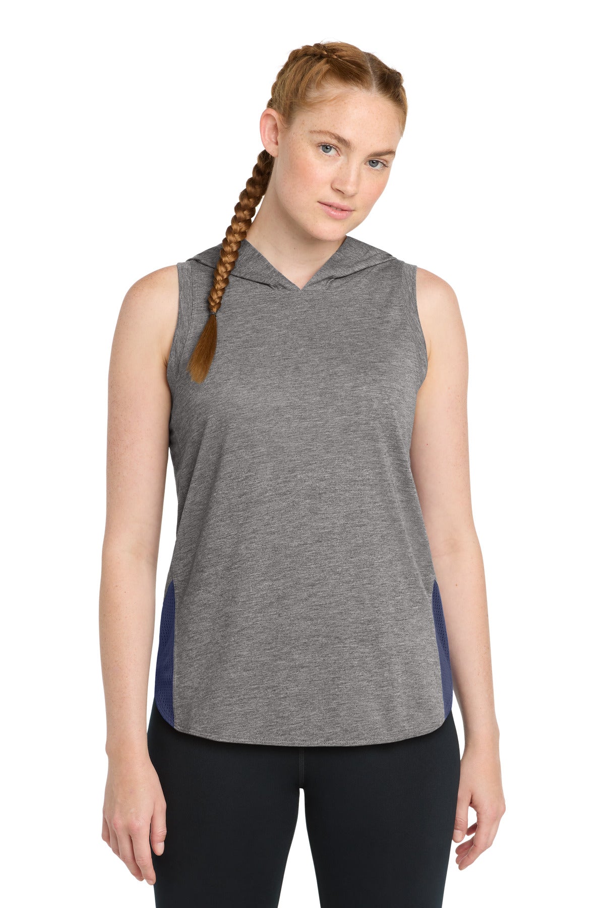 Sport-Tek ?? Women's PosiCharge ?? Tri-Blend Wicking Draft Hoodie Tank. LST410