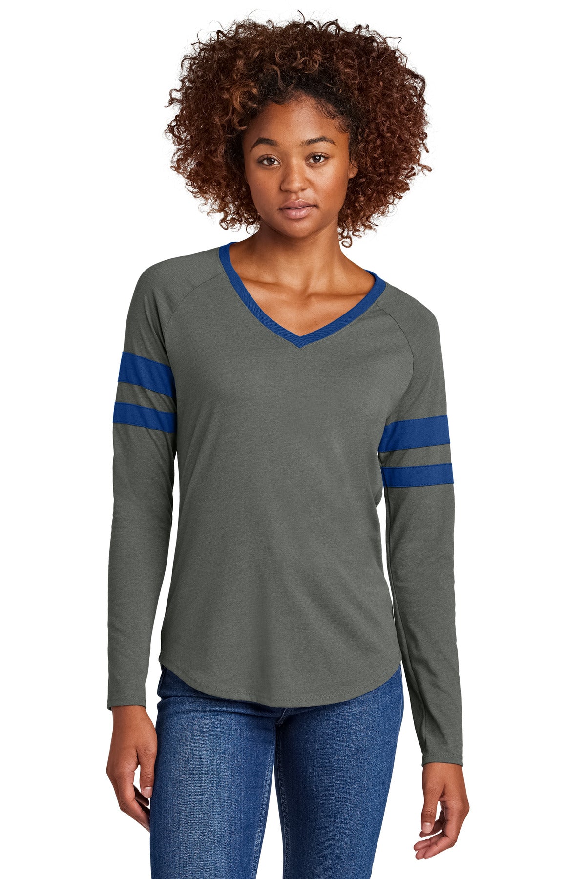 Sport-TekÂ® Women's Halftime Stripe Long Sleeve V-Neck Tee LST6043