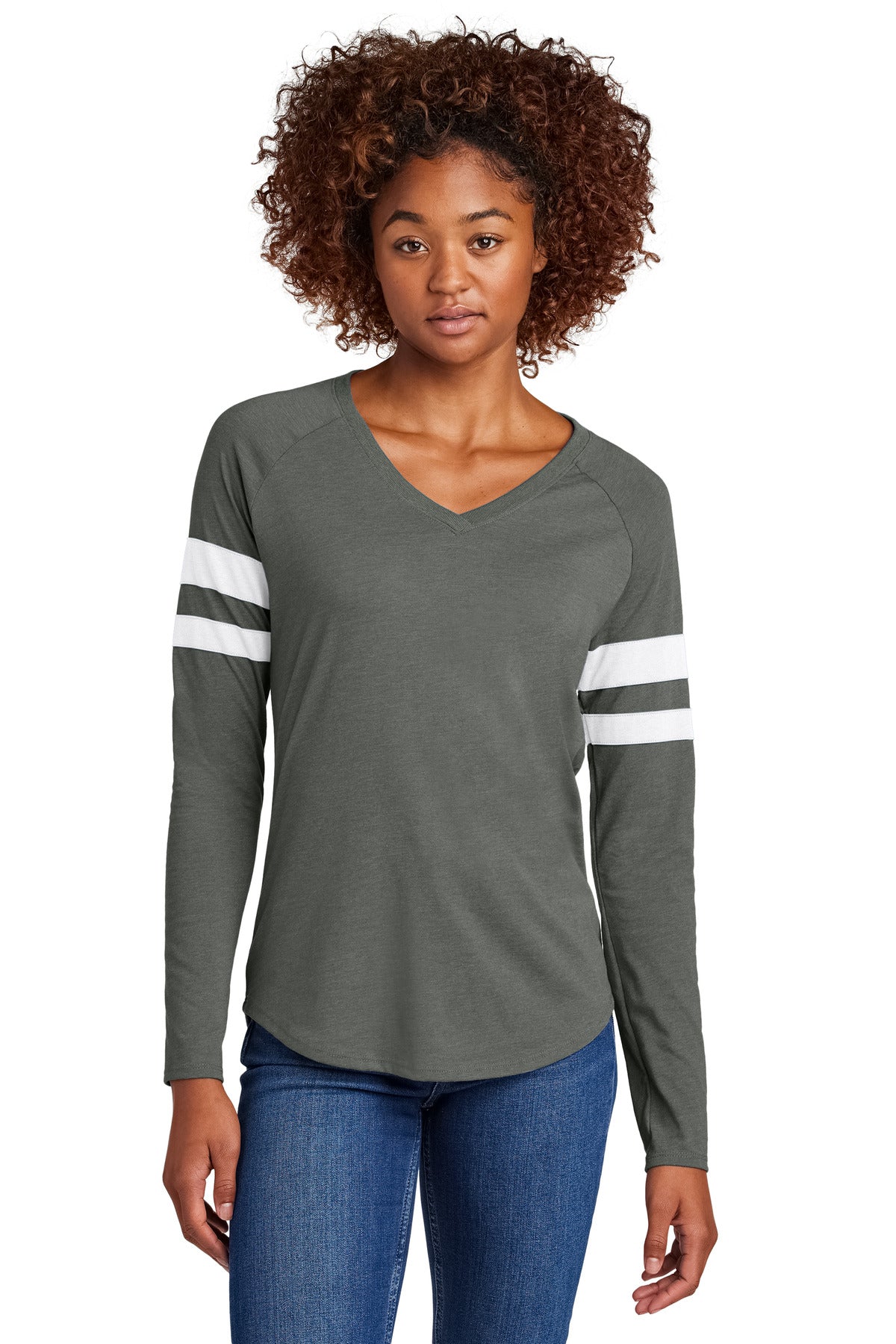 Sport-Tek? Women's Halftime Stripe Long Sleeve V-Neck Tee LST6043
