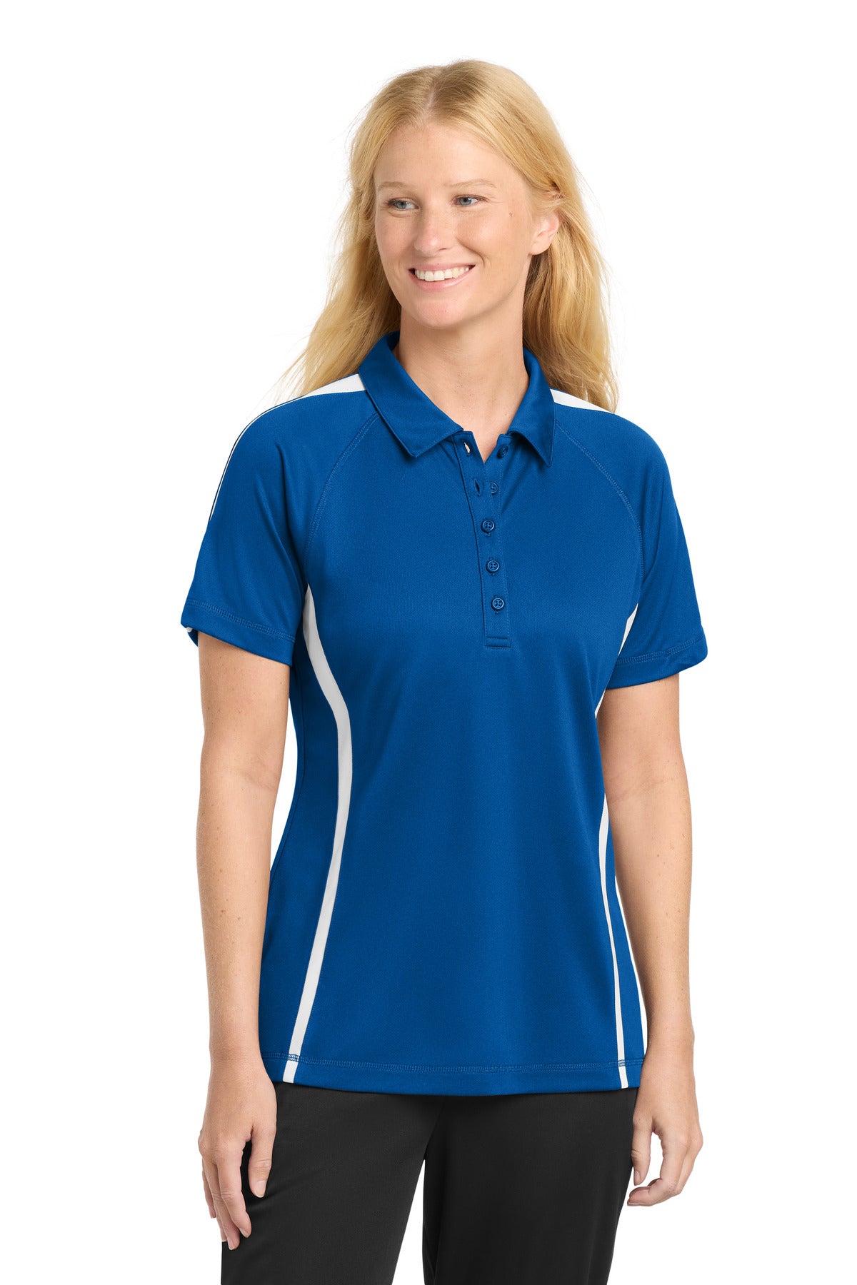 Sport-TekÂ® Women's PosiChargeÂ® Micro-Mesh Colorblock Polo. LST685