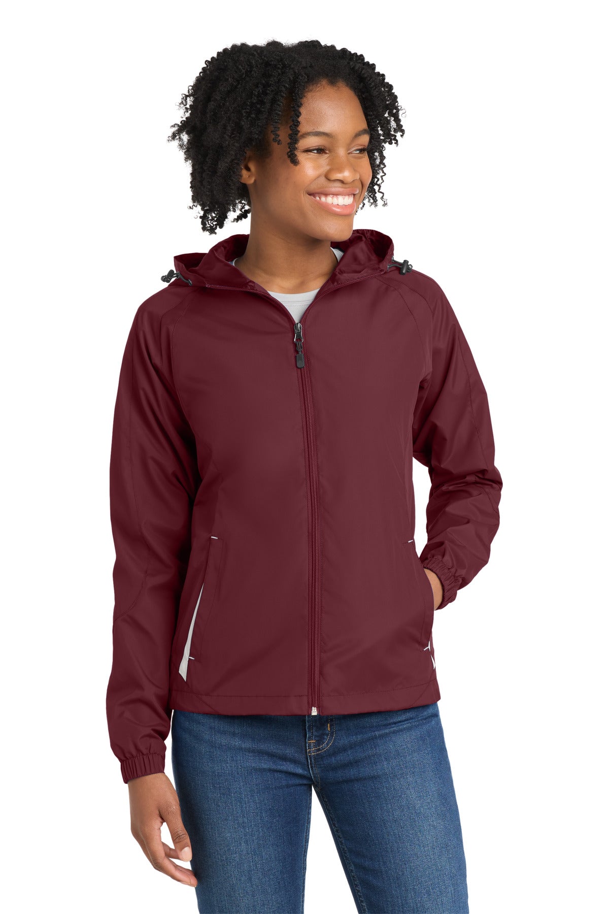 Sport-TekÂ® Women's Colorblock Hooded Raglan Jacket. LST76