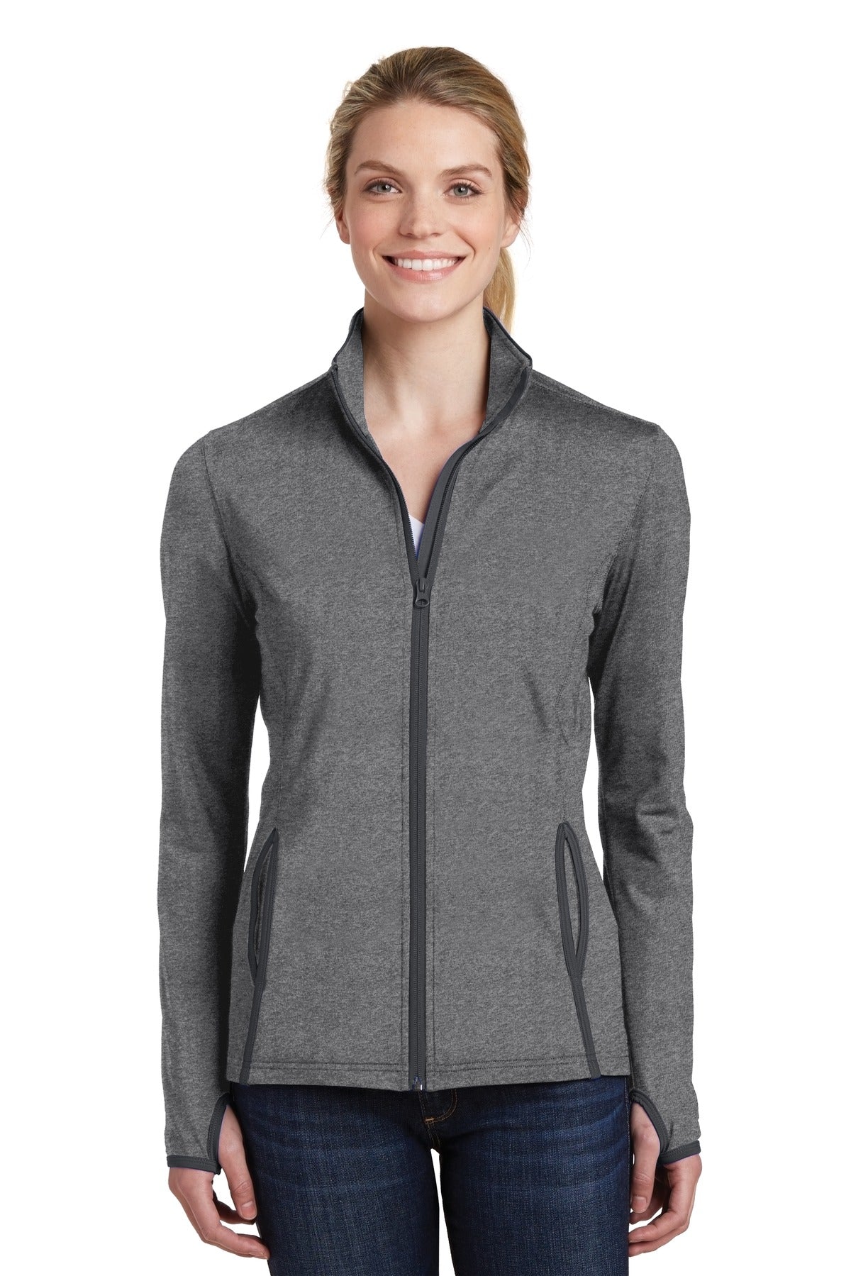 Sport-TekÂ® Women's Sport-WickÂ® Stretch Contrast Full-Zip Jacket.  LST853