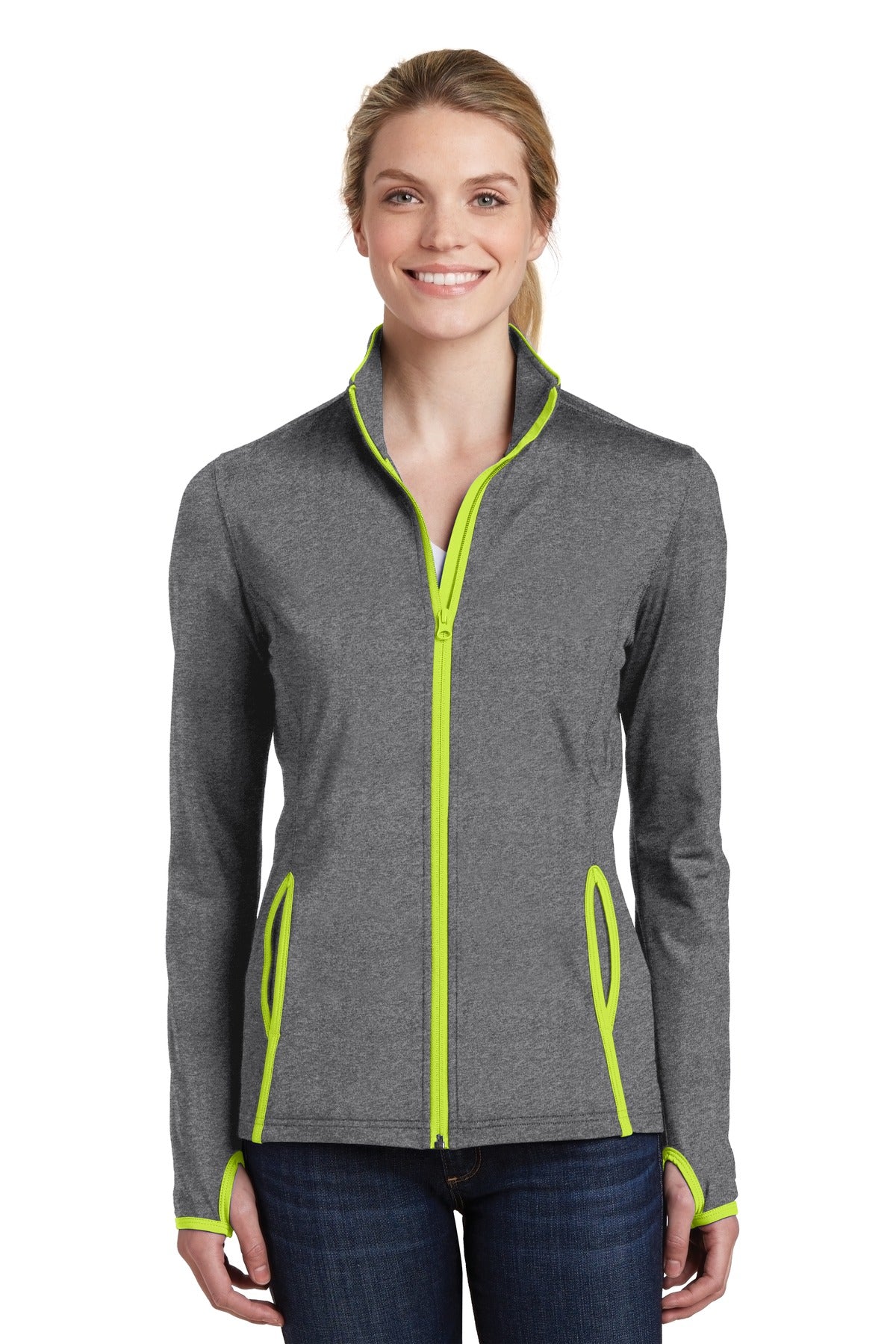 Sport-TekÂ® Women's Sport-WickÂ® Stretch Contrast Full-Zip Jacket.  LST853