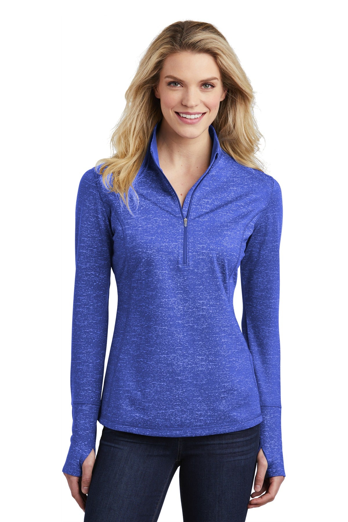 Sport-Tek ? Women's Sport-Wick ? Stretch Reflective Heather 1/2-Zip Pullover. LST855