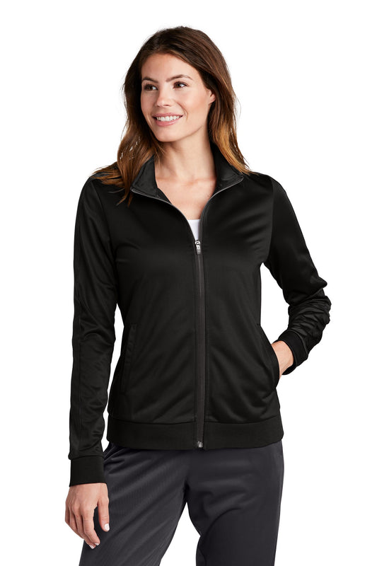 Sport-Tek Â® Ladies Tricot Sleeve Stripe Track Jacket. LST94