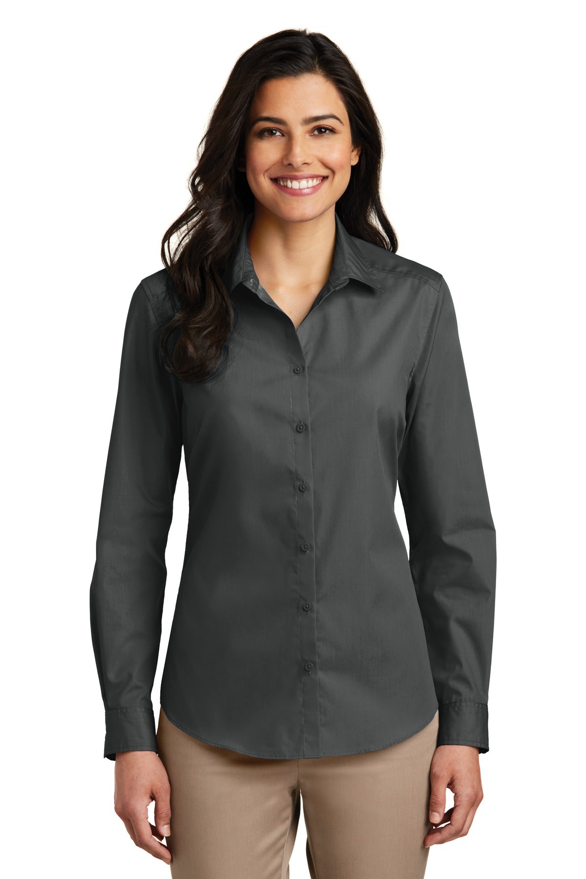 Port AuthorityÂ® Women's Long Sleeve Carefree Poplin Shirt. LW100